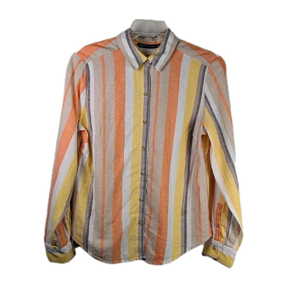 NWT NY&C Linen/Viscose Womens Blouse - Size M - Striped Coastal New York and Co